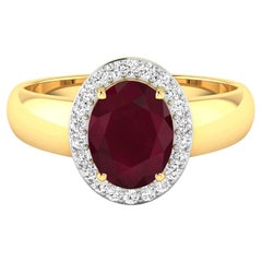 Ruby Ring With Diamonds 2.48 Carats 14K Yellow Gold