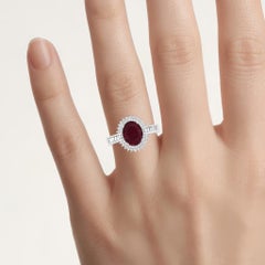 Ruby Ring With Diamonds 2.76 Carats 14K White Gold