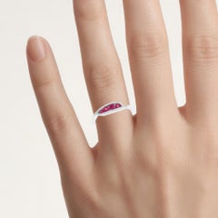 Ruby Ring With Diamonds 0.36 Carats 14K White Gold