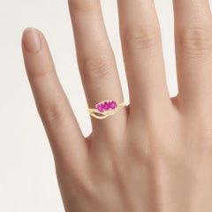 Ruby Knot Ring With Diamonds 0.68 Carats 14K Yellow Gold