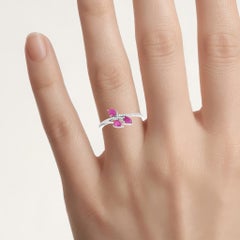 Ruby Ring With Diamonds 0.64 Carats 14K White Gold