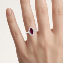Ruby Ring With Diamonds 1.51 Carats 14K White Gold