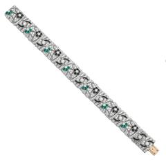 Exceptional Onyx Emerald Diamond Gold Bracelet