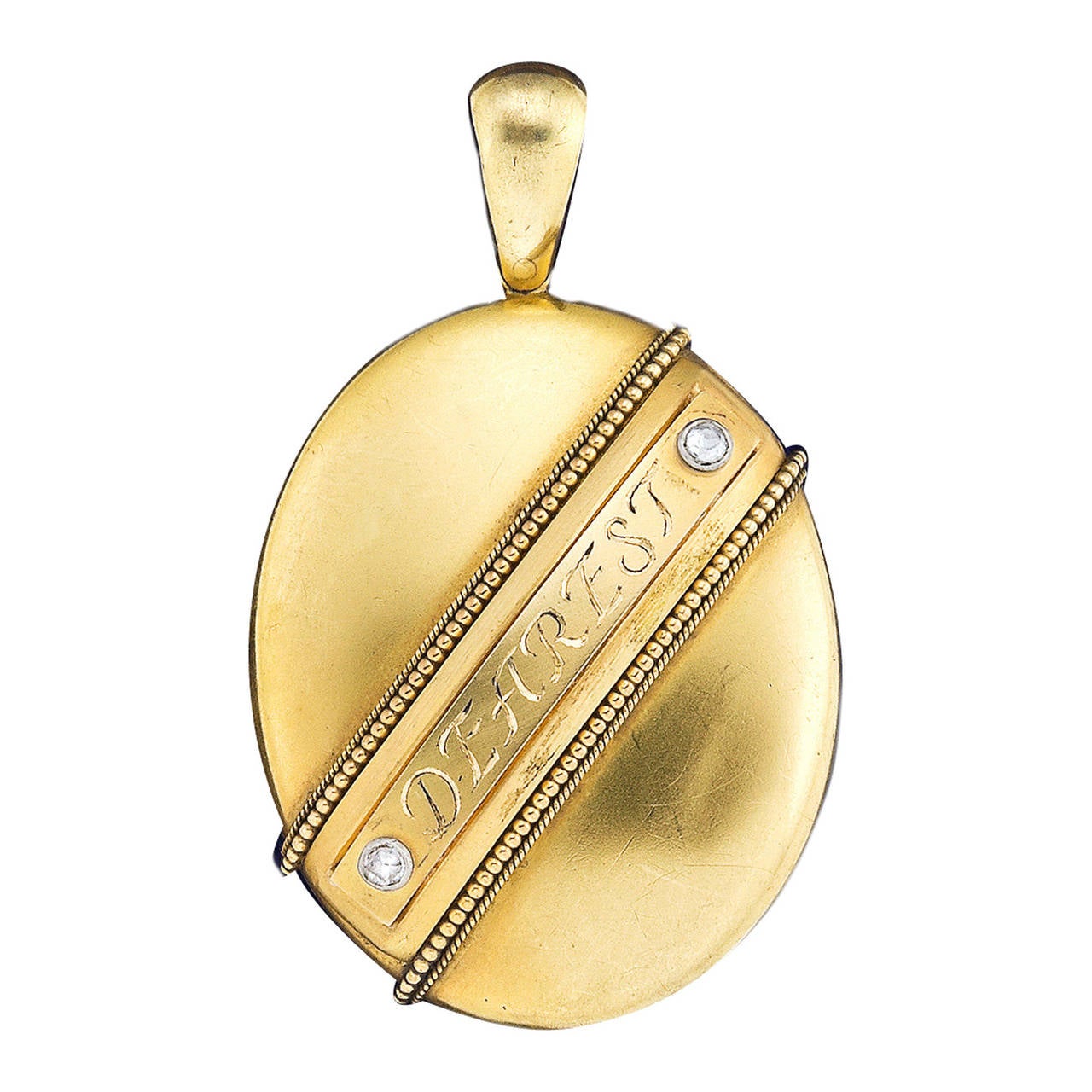 Antique 'Dearest' Diamond Gold Locket For Sale