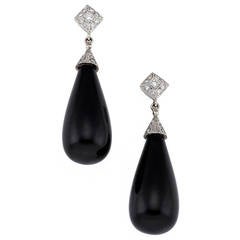 Kozminsky Onyx Diamond Pendant Earrings