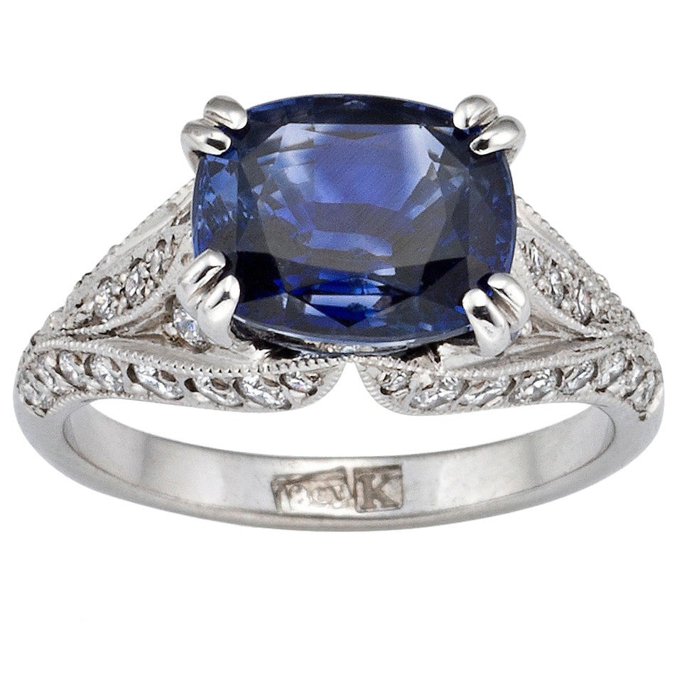 Bold and Brilliant Natural 5.57 Carat Sapphire Diamond Cocktail Ring For Sale