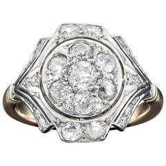 Art Deco Diamond Silver Gold Dress Ring