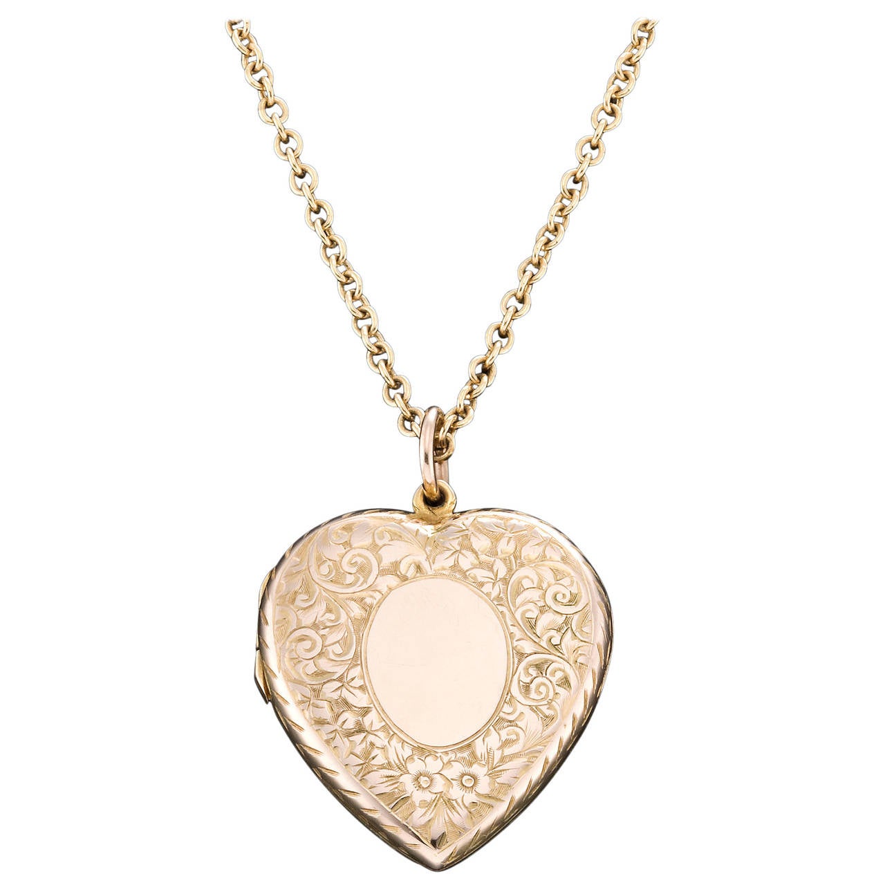 Antique Heart shaped Locket with Contemporary Gold Chain