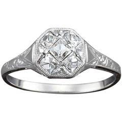 Graceful Antique Diamond Gold Platinum Dress Ring