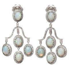 Designer natural opal and Diamond earrings in silver and gold plated