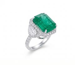 14K Gold Emerald & Diamond Ring, 9.24ct Zambian Emerald, New