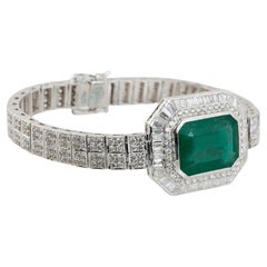 Natural zambian Emerald high quality & diamond Bracelet in 18k gold