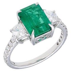 Octagon Cut Natural Emerald Ring 18k White Gold Jewelry Fancy Cut Diamond ring