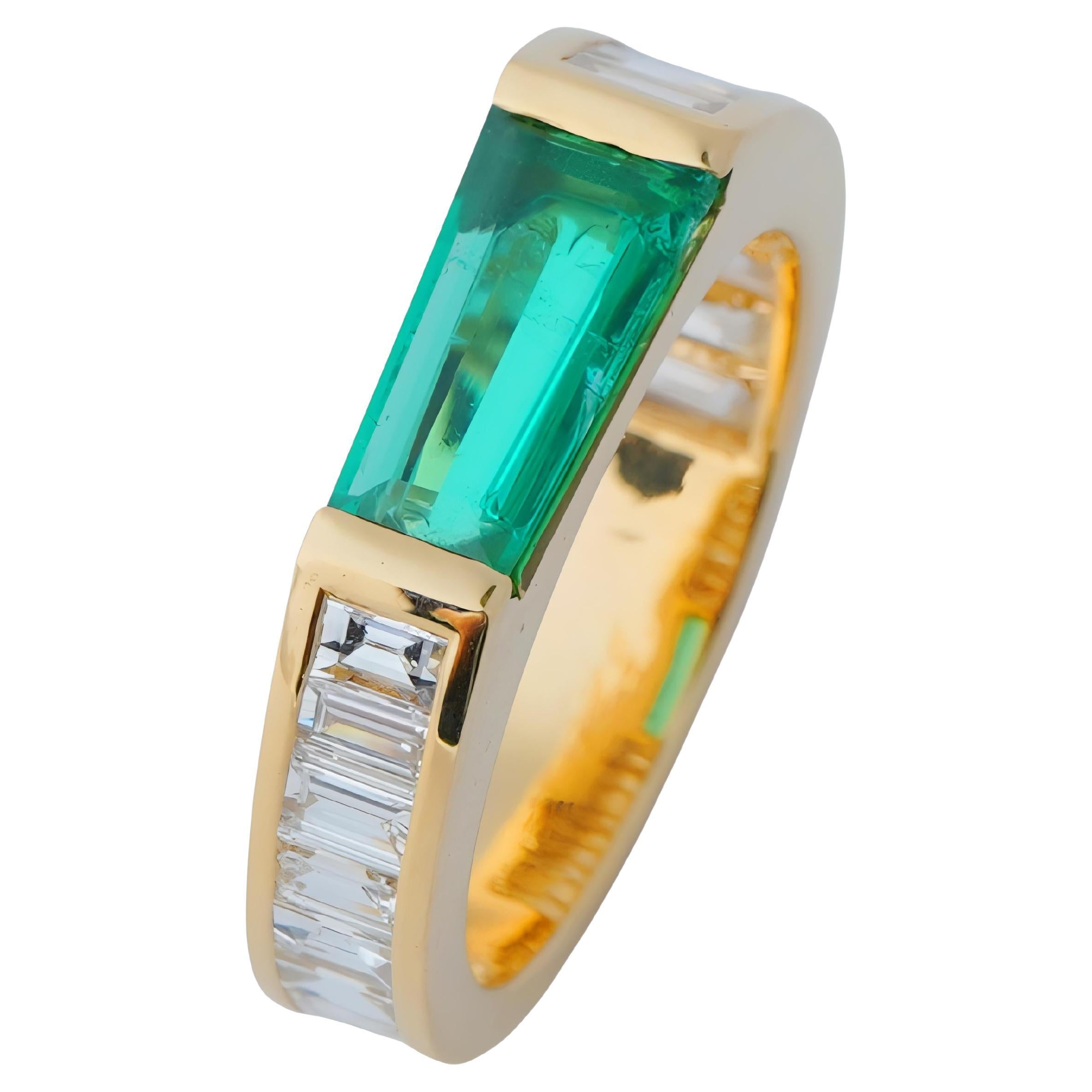 Natürlicher Smaragd-Diamantring aus 18 Karat Gold