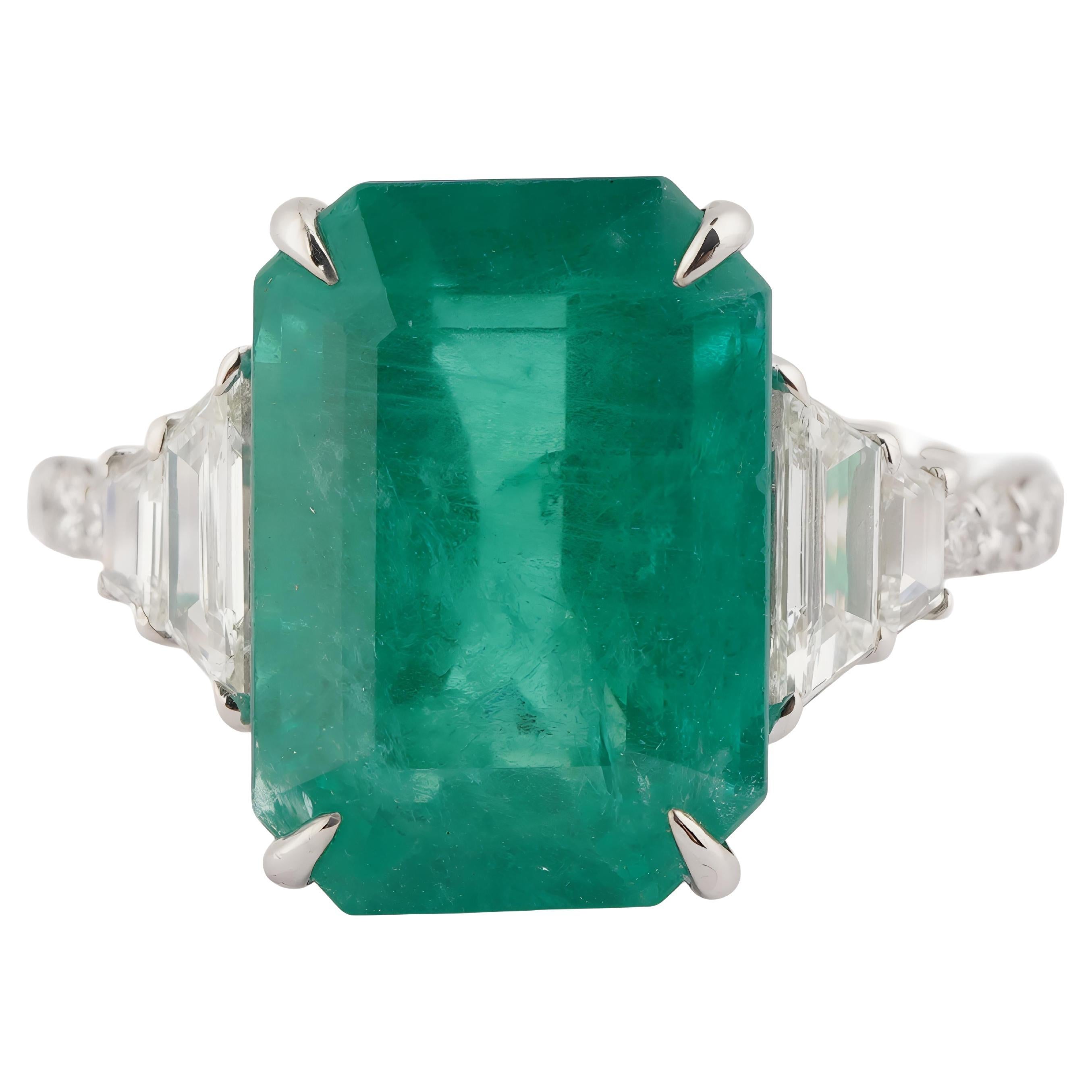 Natural zambian  high quality emerald diamond ring in 18k gold