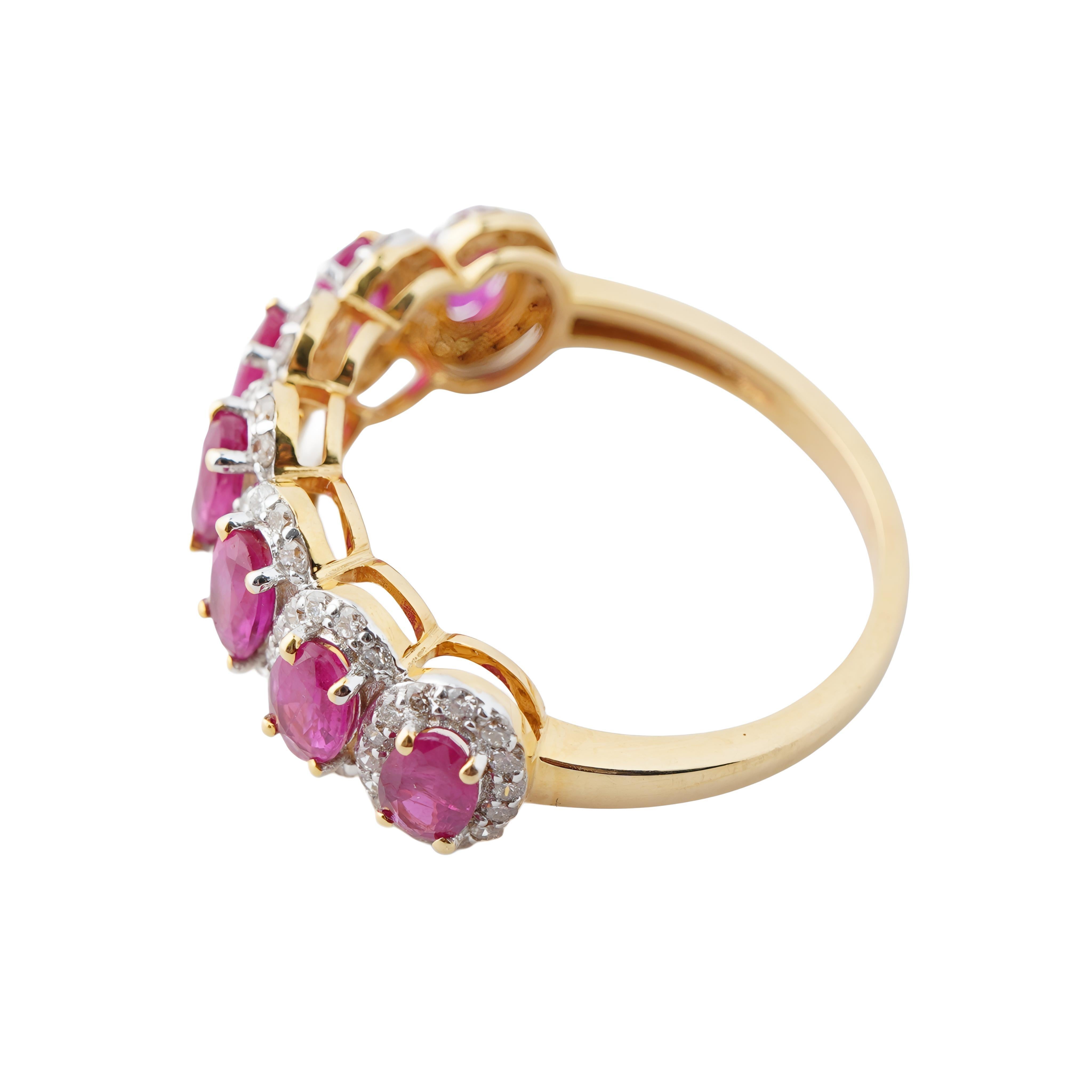 Taglio Asscher Anello con rubino naturale e diamante in oro 18 carati in vendita