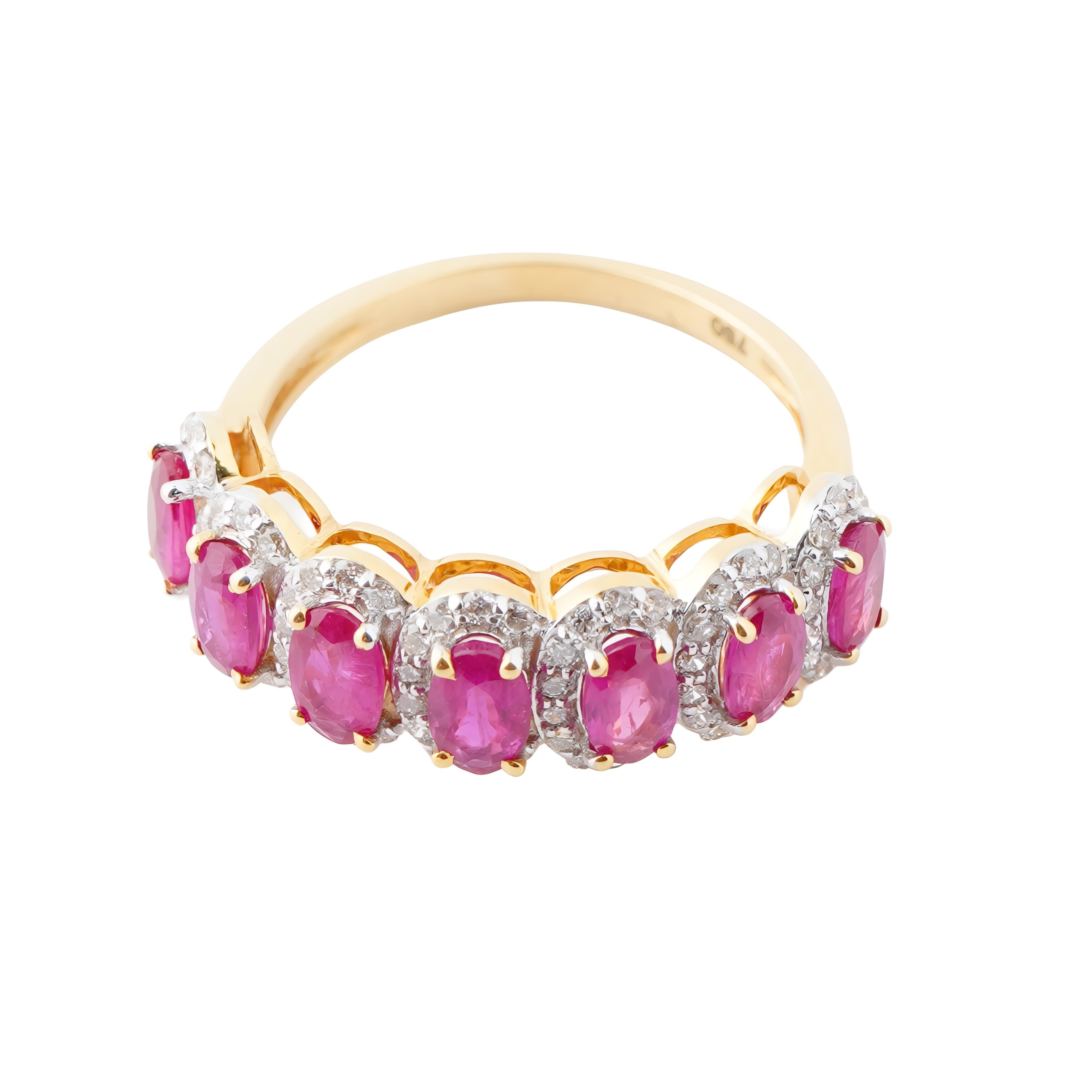 Anello con rubino naturale e diamante in oro 18 carati In condizioni Nuovo in vendita a jaipur, IN