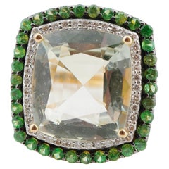 Bague en or 14k avec diamant en améthyste naturelle et savrorite
