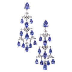 Boucle d'oreille en or 14k avec diamant et tanzanite naturelle