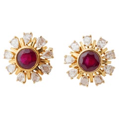 Natural ruby diamond earring in 18k gold