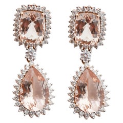 Natural morganite diamond earring in 14k gold