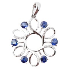 Natürlicher blauer Saphir-Diamant-Anhänger aus 14k Gold