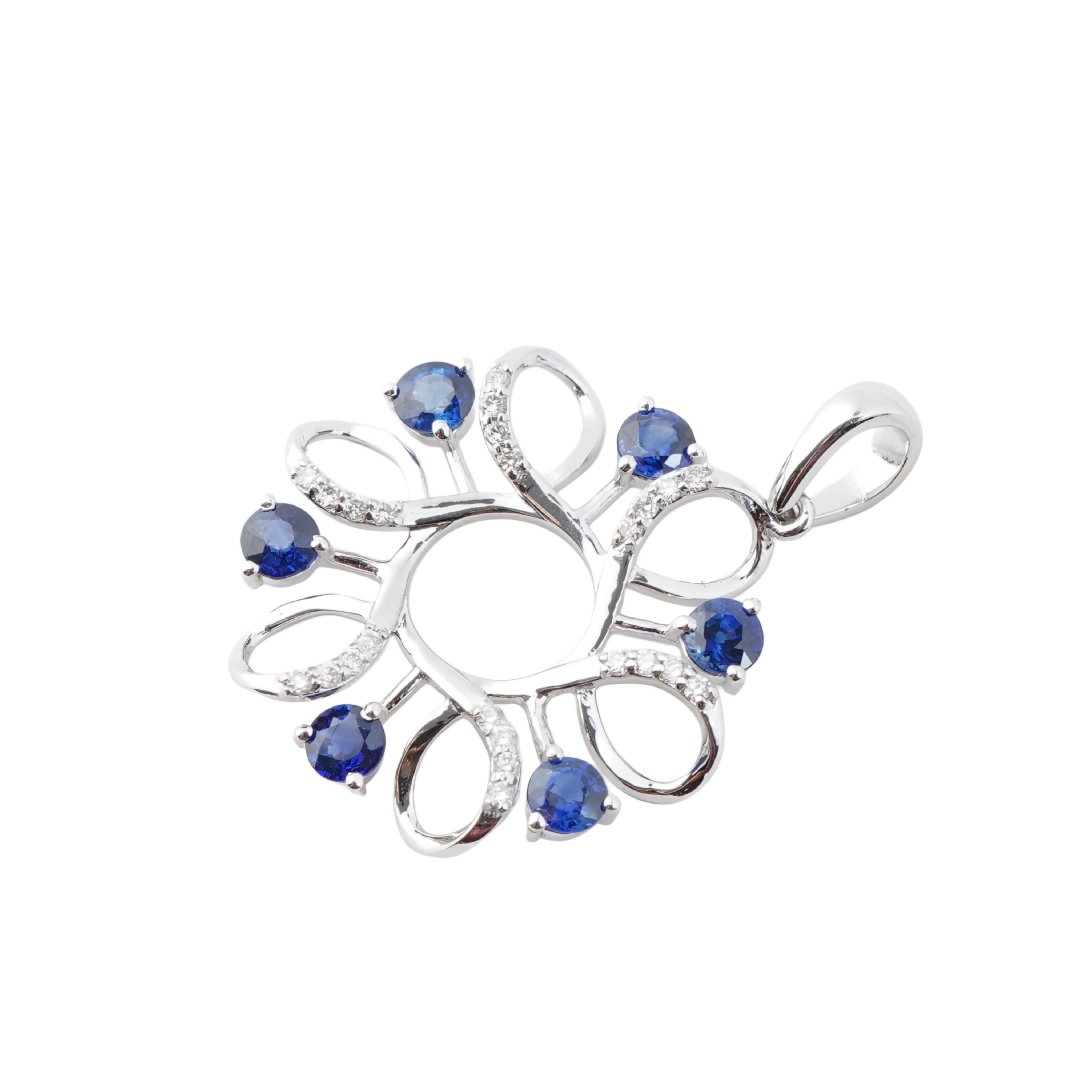 Natürlicher blauer Saphir-Diamant-Anhänger aus 14k Gold im Zustand „Neu“ im Angebot in jaipur, IN