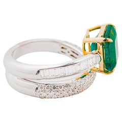 Natural Zambian Emerald 3.44cts & Diamond 0.93cts Ring in 18k Gold