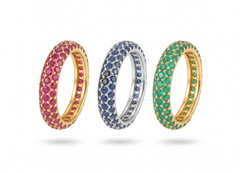 Esmeralda natural multicolor Rubí Zafiro azul 3 anillos