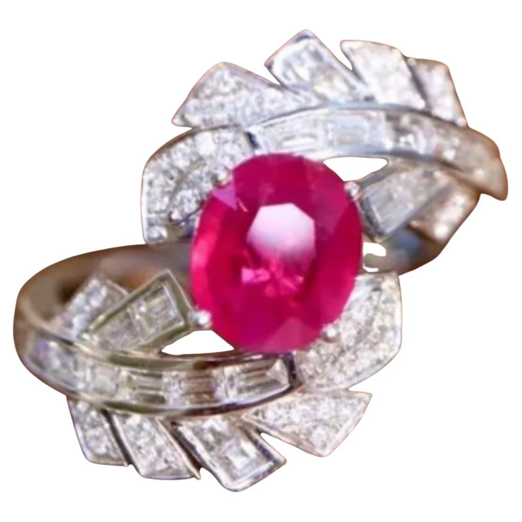 Natürlicher Rubin & Diamant Ring in 14k Gold