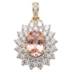 18K Gold Pendant with 1.17ct Semi stone and 1.06ct Diamonds, New