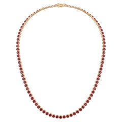18K Gold Necklace with 34.83ct Ruby, Elegant Design, New Creation