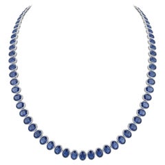Collar nuevo de oro de 18 quilates con un zafiro azul de 36,80 quilates, diseño elegante