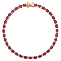 Bracciale in oro naturale 18 carati con rubino da 9,75 carati e diamanti da 0,43 carati