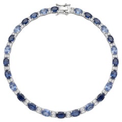 Natural 18K Gold Sapphire 11.47ct & Diamond 0.45ct Bracelet