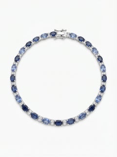 Natural 18K Gold Sapphire 11.47ct & Diamond 0.45ct Bracelet