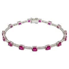 Bracciale in oro naturale 18 carati con rubino da 3,71 carati e diamanti da 0,39 carati