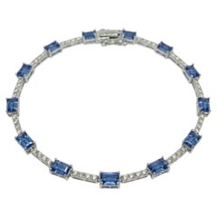 Pulsera de oro natural de 18 quilates con zafiro azul de 3,87 quilates y diamantes de 0,39 quilates