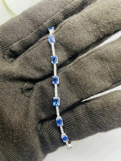 Bracciale in oro naturale 18 carati con zaffiro blu da 3,87 carati e diamanti da 0,39 carati