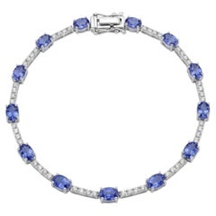 Natural 18K Gold Blue Sapphire 3.85cts & Diamond 0.39cts Bracelet