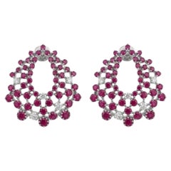 18K Gold Diamond 0.13ct and Ruby 1.29ct Stud Earrings