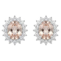 18K Gold Diamond 0.59ct Semi Stone Stud Earrings, New