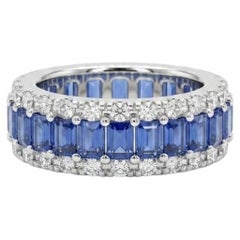 Natural 18K Gold 1.10cts Diamond & 4.30cts Sapphire Ring, New Design