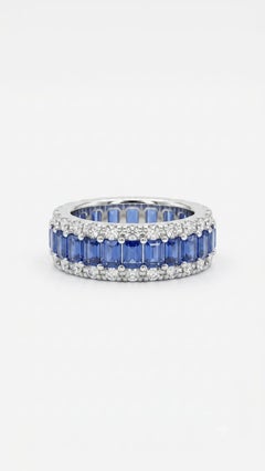 Natural 18K Gold 1.10cts Diamond & 4.30cts Sapphire Ring, New Design