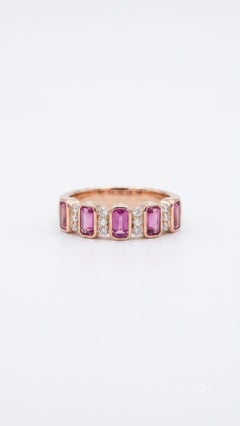 Natural 18K Gold Diamond and Ruby Halo Ring, New Design