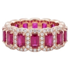 Natural 18K Gold Ruby Halo Ring with 0.47ct Diamonds