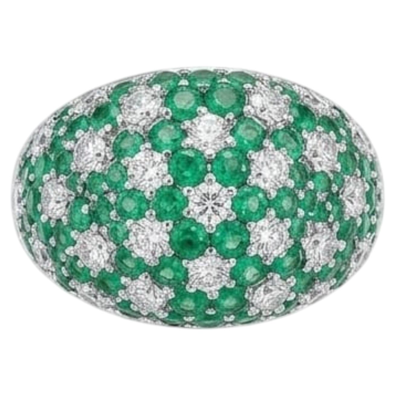 Emerald and Diamond Halo Ring in 18K Gold, 2.40ct & 1.78ct For Sale
