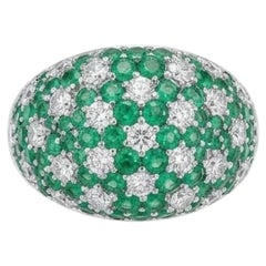 Emerald and Diamond Halo Ring in 18K Gold, 2.40ct & 1.78ct