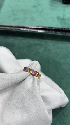 Stunning 18K Gold Multi Sapphire 1.10cts Halo Ring, New Design