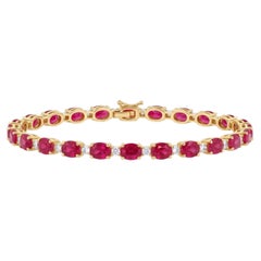 Elegantes Armband aus 18-karätigem Gold mit einem Rubin (9,75 Karat) und Diamanten (0,43 Karat), neu